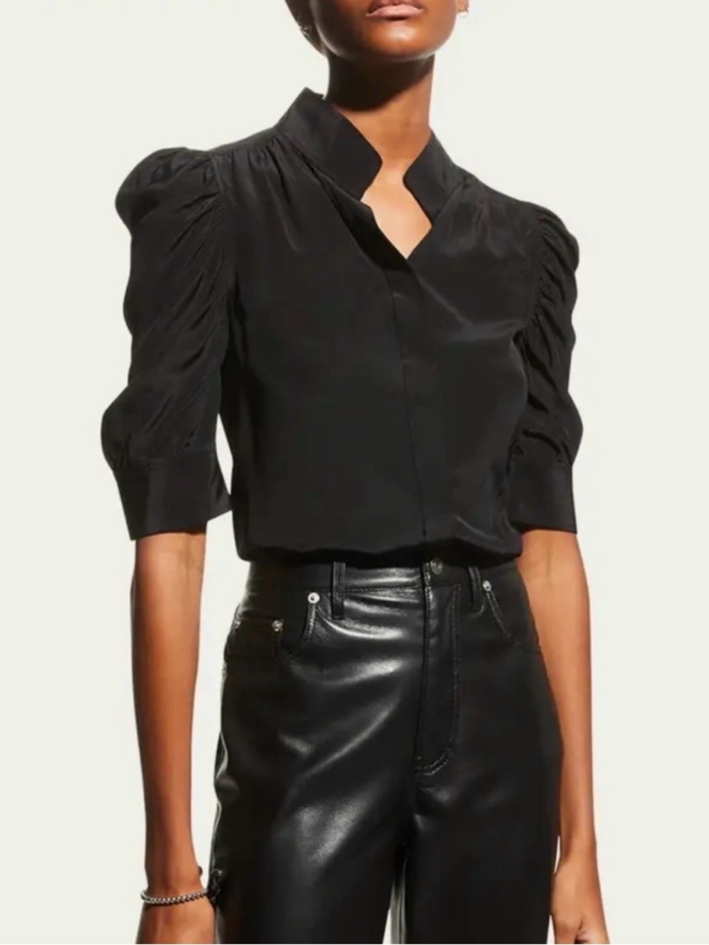FRAME Gillian Puffed Shoulder Blouse 100% Silk XL